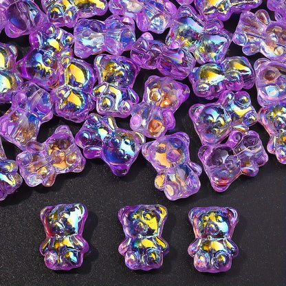 20PCS 15×12mm Transparent AB Bear Glass Spacer Beads