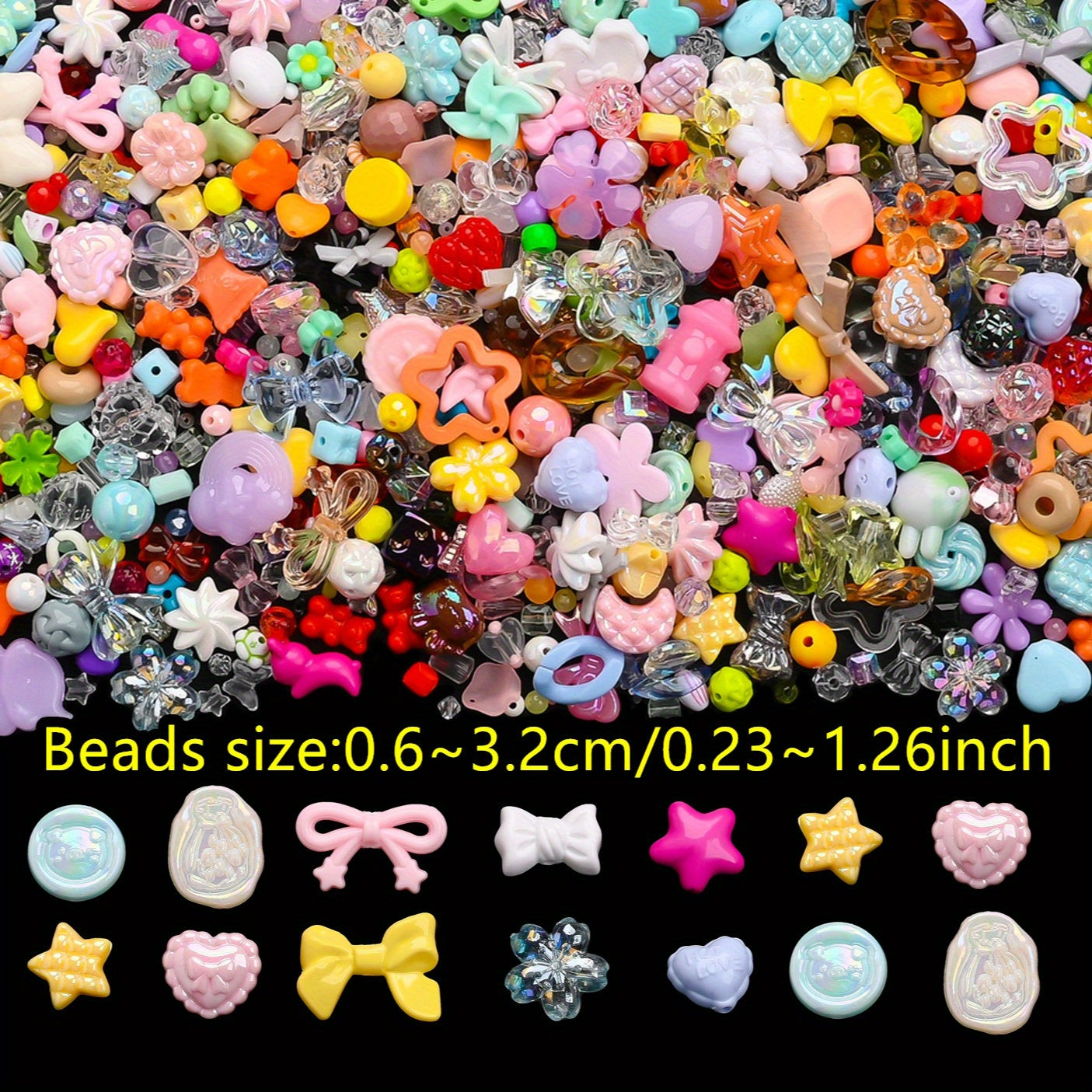 40g/bag Summer Color Acrylic Mixed Beads