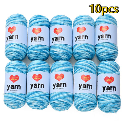 10PCS 10×4cm Rainbow Gradient Polyester Knitting Yarn