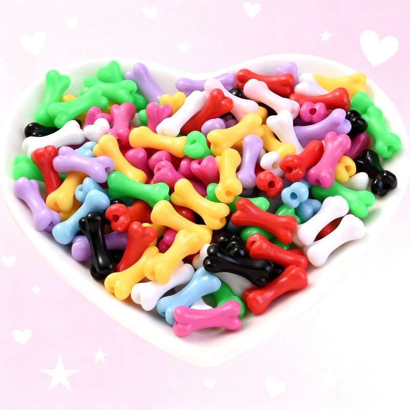 50pcs/set 9x20mm Colorful Bone-Shaped Acrylic Beads