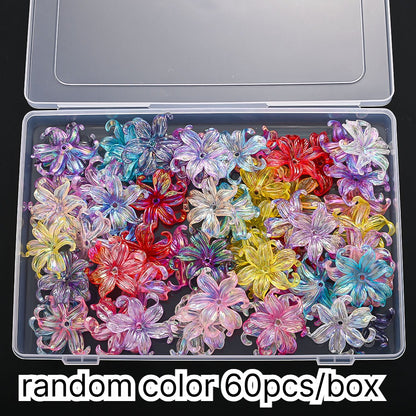 60pcs/box 37x42mm Fleur-de-lis AB Sparkling Flower Beads
