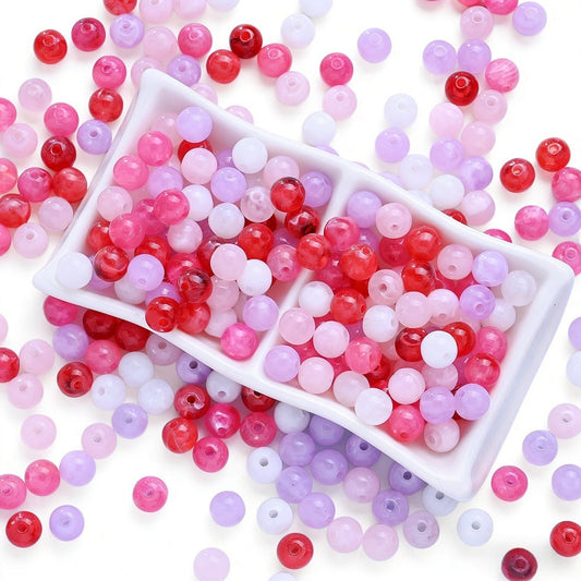 200pcs 8mm Valentine's Day Themed Pastel Pink Gradient Beads