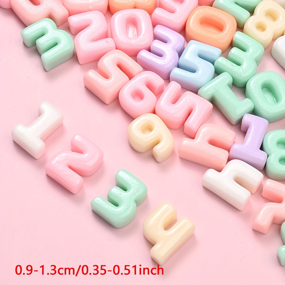 Rainbow Resin Number Flatback Beads