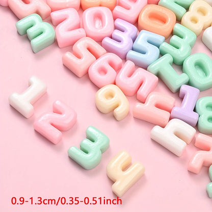 Rainbow Resin Number Flatback Beads