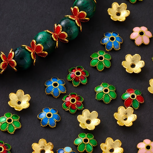 100pcs 7mm Vintage 6-Petal Flower Alloy Spacer Beads