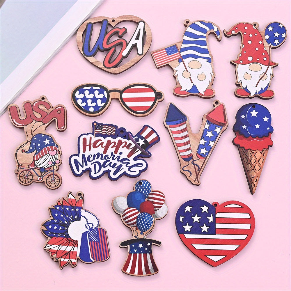 July 4th Patriotic Wooden Chain Charms