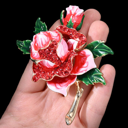 Butterfly & Rose Rhinestone Brooch Set