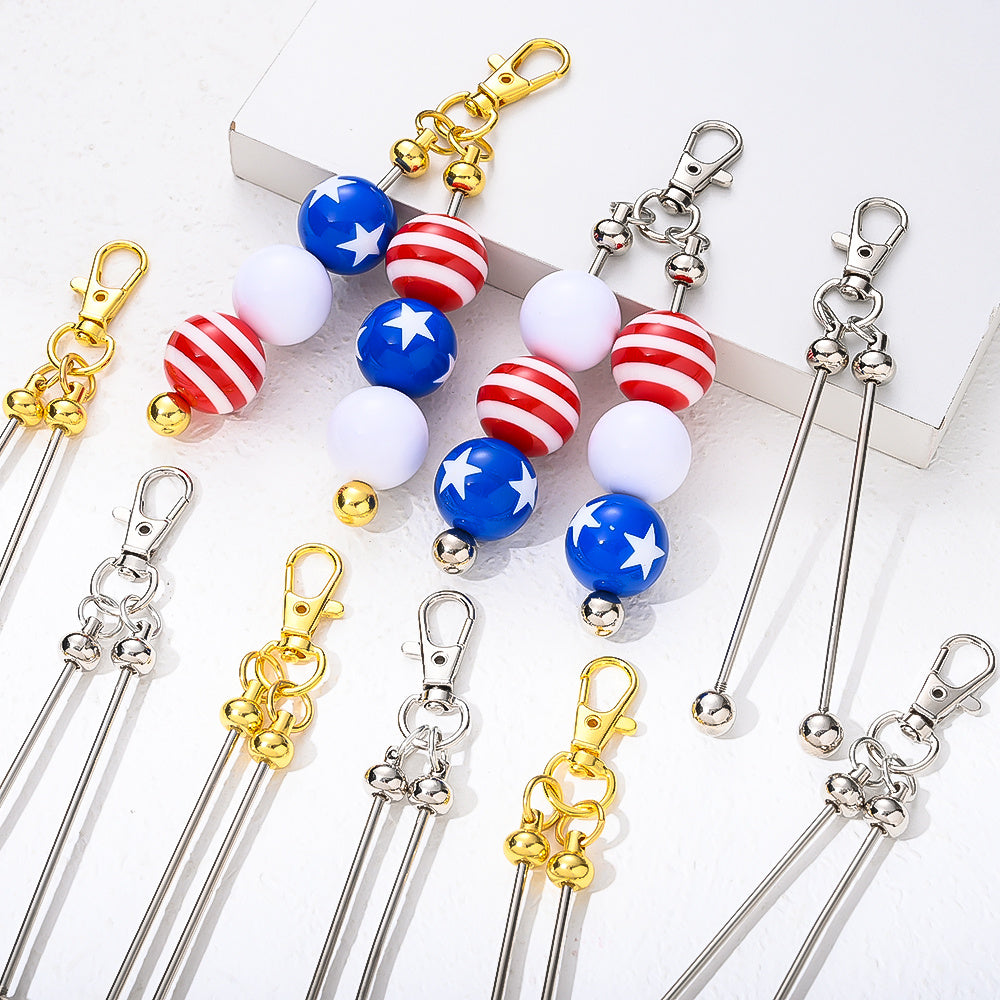 Golden & Silvery Beadable Keyring Set