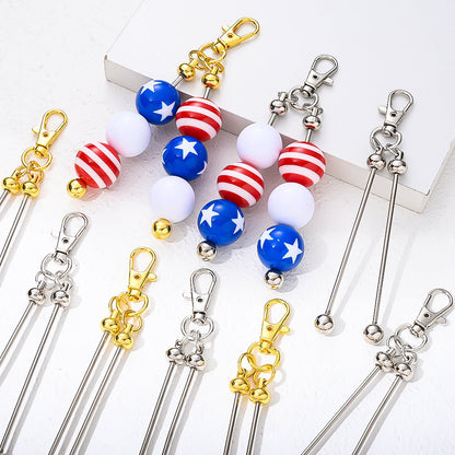 Golden & Silvery Beadable Keyring Set