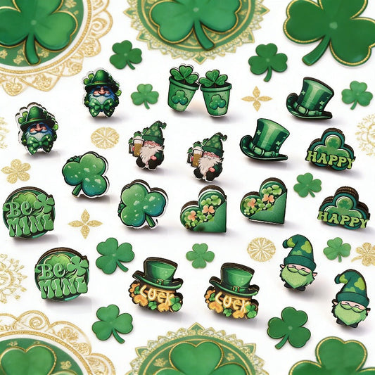 Green Lucky Stud Earrings
