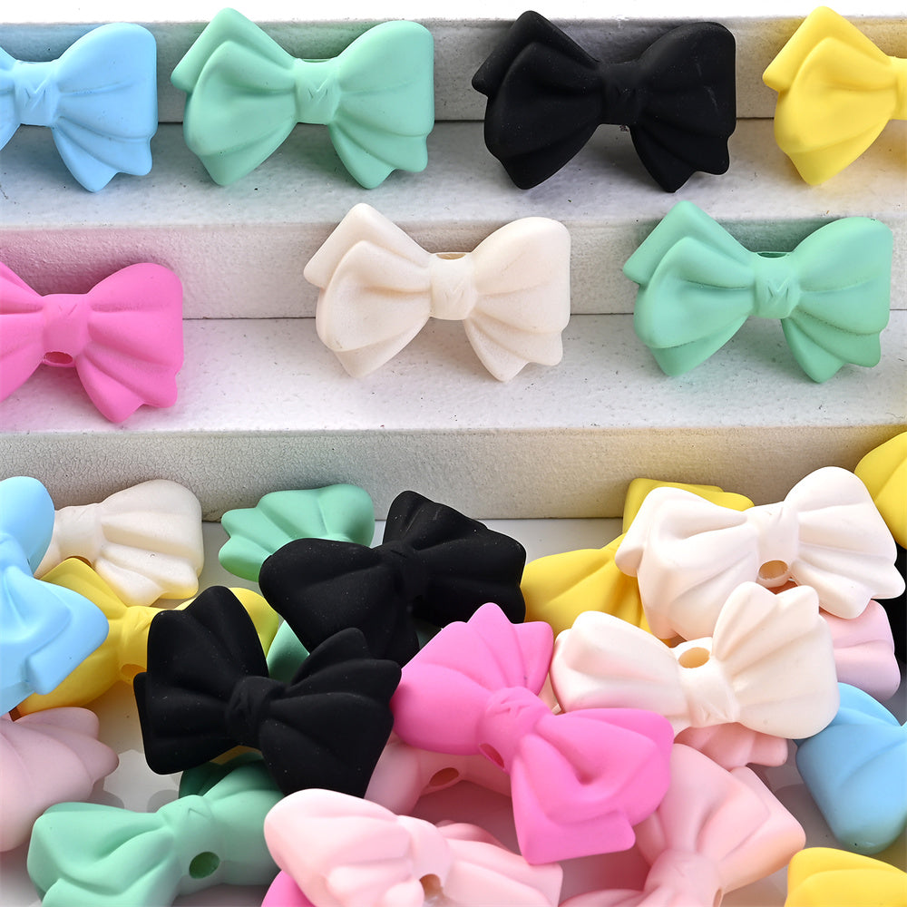 5pcs Acrylic Frosted Bow Tie Beads