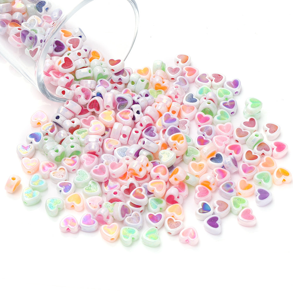 Shiny Heart Acrylic Spacer Beads