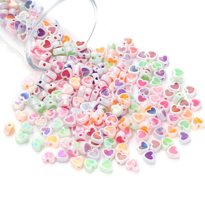 Shiny Heart Acrylic Spacer Beads