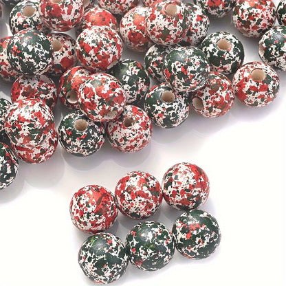 10PCS 16mm Red & Green Wooden Bead Set