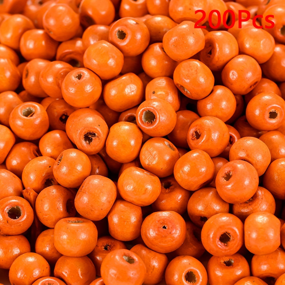 200PCS 5×6mm Rainbow Irregular Round Wood Beads
