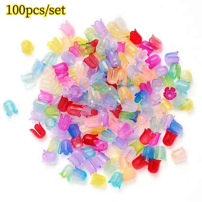 2026 New Arrival 10×11mm Gradient Flower Acrylic Bead Caps