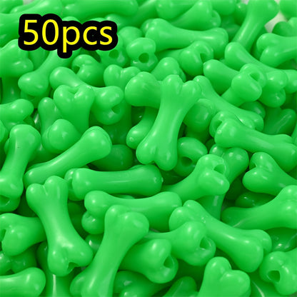 50pcs/set 9x20mm Colorful Bone-Shaped Acrylic Beads