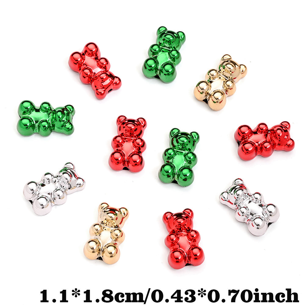10PCS Christmas Bear Acrylic Bead Set