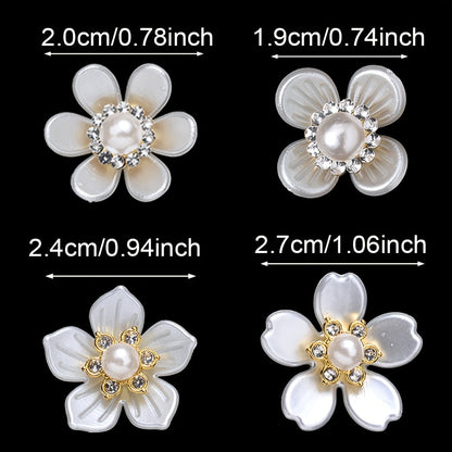 20PCS 19–27mm White Flower Acrylic Embellishment Set