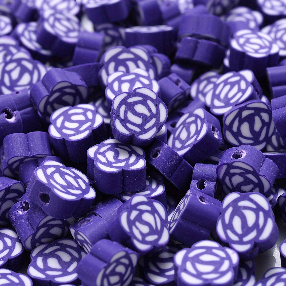 Mixed Rose Polymer Clay Spacer Beads
