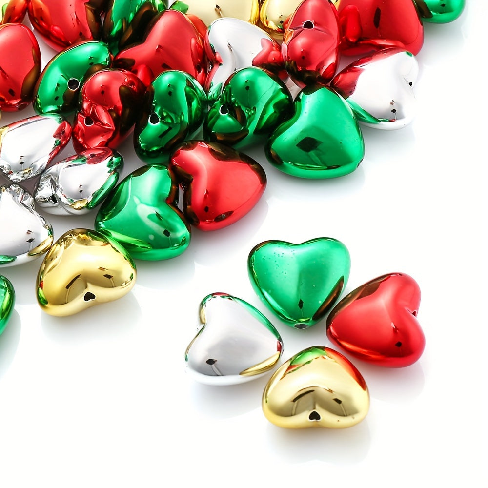 Mixed Color Heart Acrylic Spacer Beads