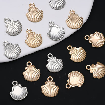 Golden and Silvery Plastic Shell Pendant Charms