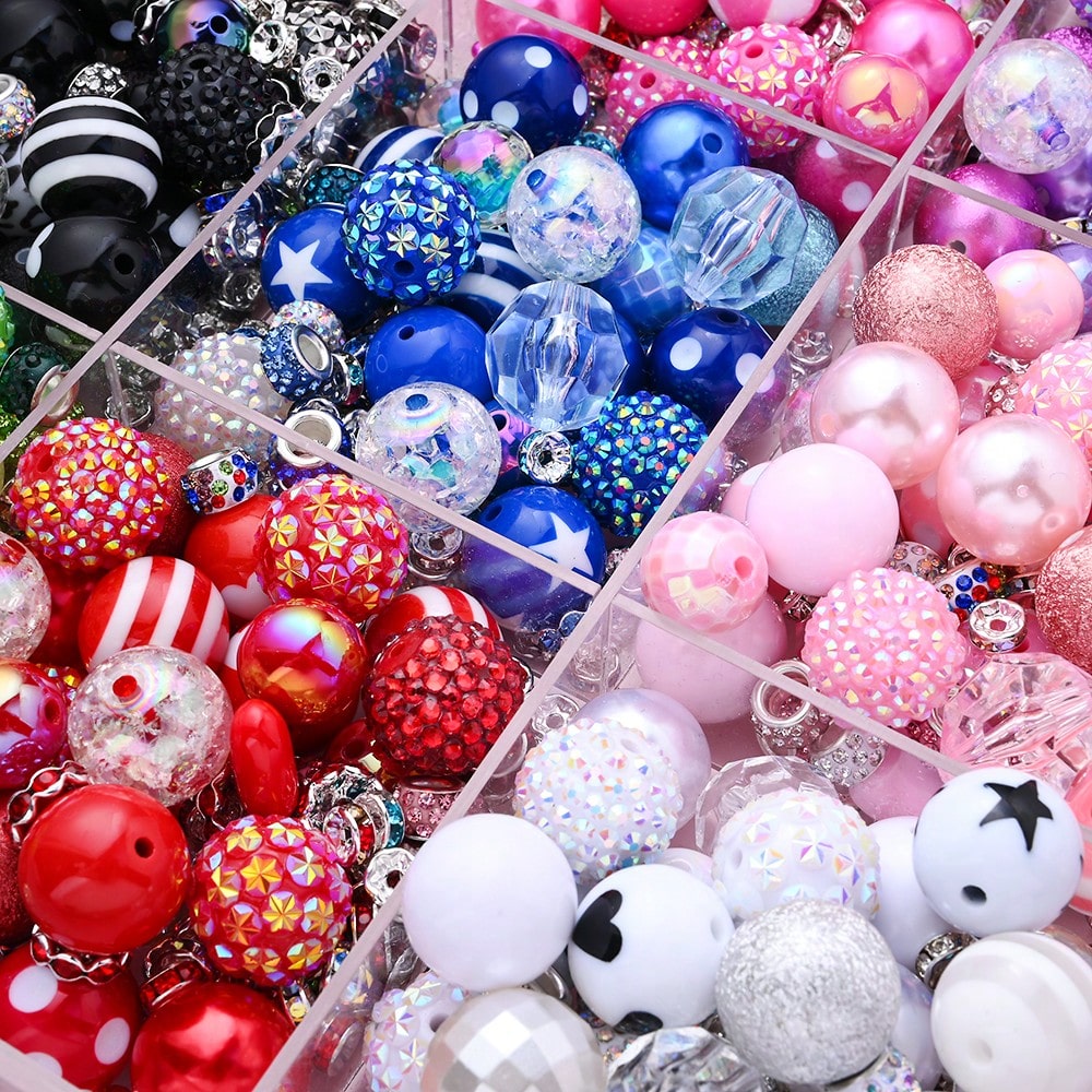 Rainbow Bubblegum Rhinestone Beads