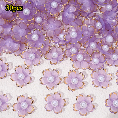 30pcs/set Transparent White Acrylic Cherry Blossom Flower Beads
