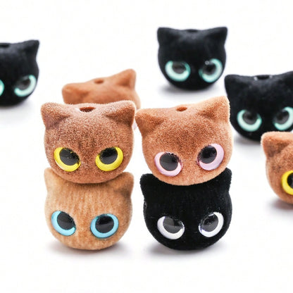 Big Eye Cat Flocking Acrylic Beads