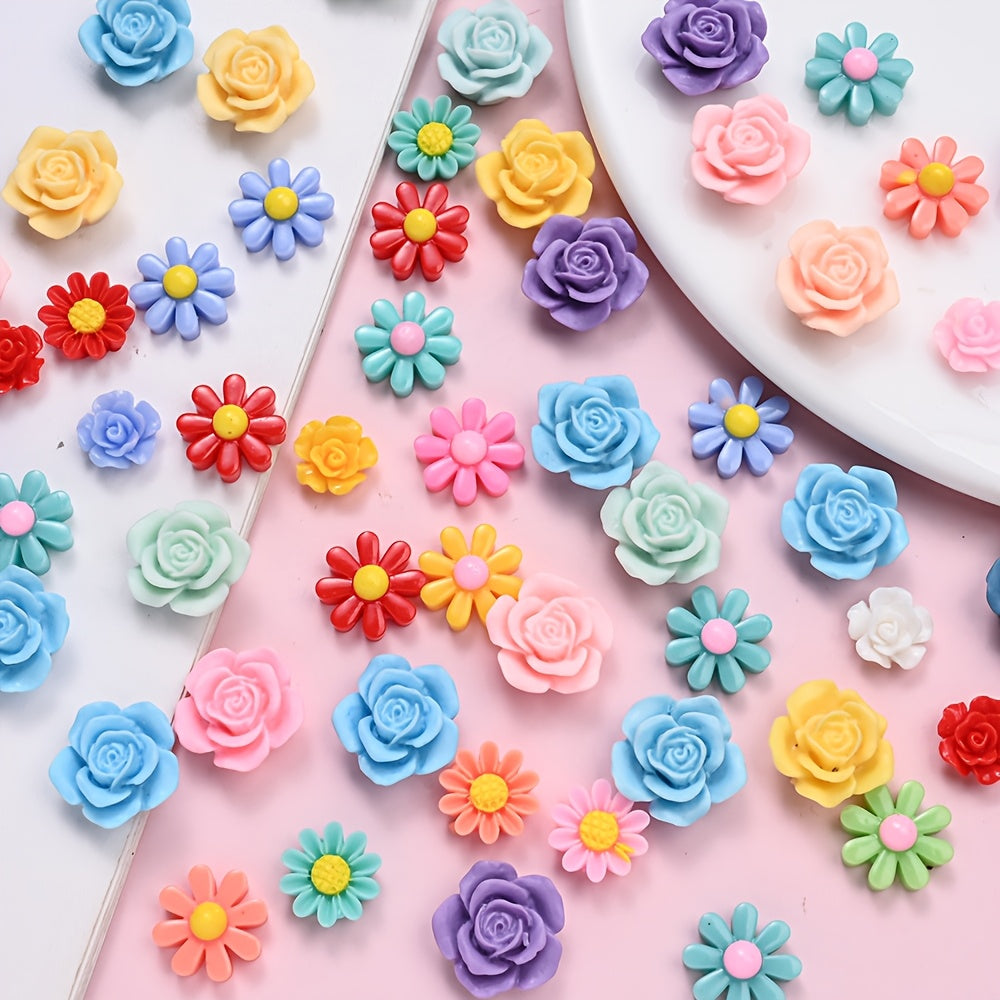 Resin Mixed Flower Flat Back Patch Beads