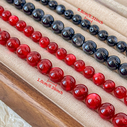 8/10 mm Red and Black Cat's Eye Resin Beads