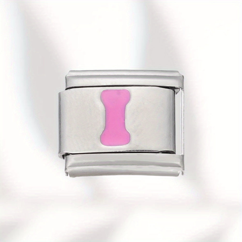 Pink Letter Stainless Steel Bead