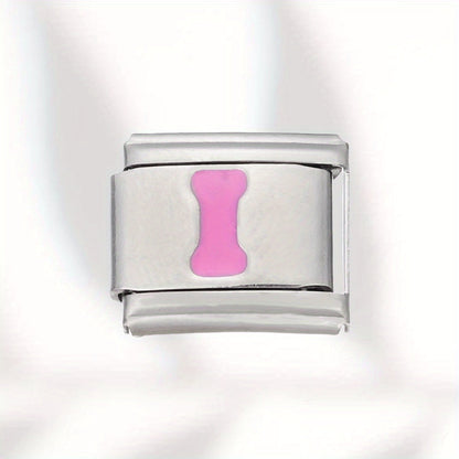 Pink Letter Stainless Steel Bead