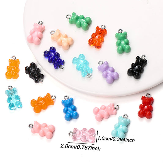 10x20 mm Multicolor Bear Resin Charms
