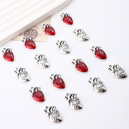 10pcs Halloween Human Heart Alloy Pendant Charms