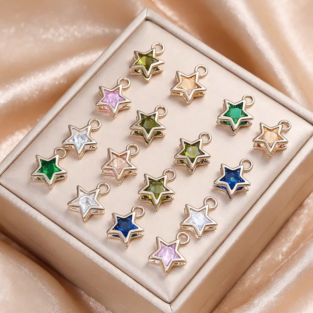 Rhinestone Star Copper Charms