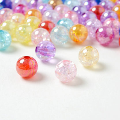 30pcs 10mm Colorful Crackle Acrylic Beads