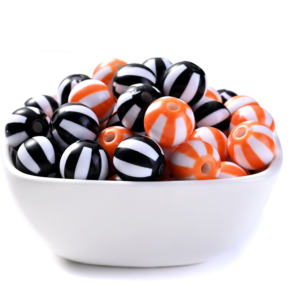 20pcs 12/16mm Acrylic Striped Halloween Beads