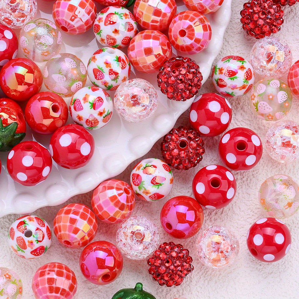 20pcs/set Strawberry Series Resin Beads Set