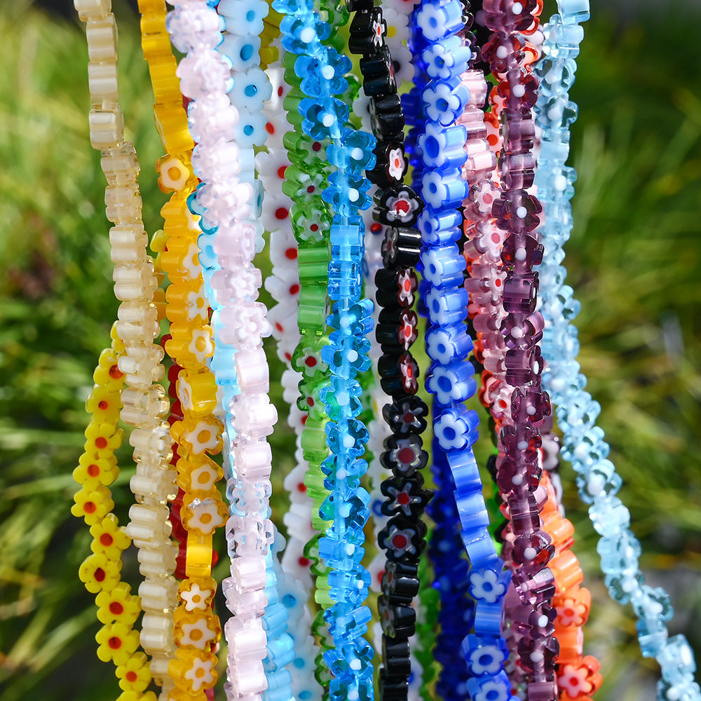 Daisy Lampwork Flower Beads