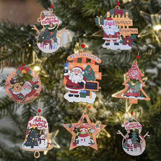 Wooden Merry Christmas Decorative Pendant