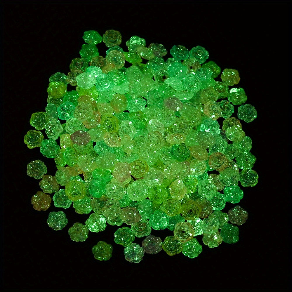 50pcs 8mm Glow-in-the-Dark Acrylic Flower Beads