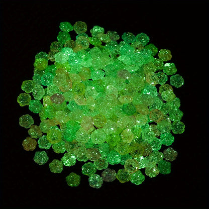 50pcs 8mm Glow-in-the-Dark Acrylic Flower Beads