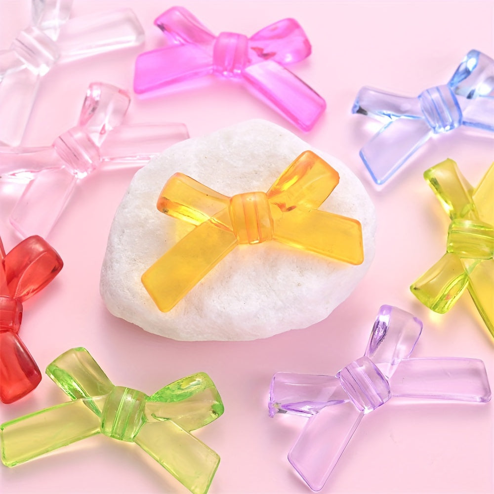 20/50PCS 2×3.4cm Transparent Bow Acrylic Embellishment Beads