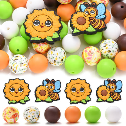 Sun Bee Sunflower Silicone Beads Set