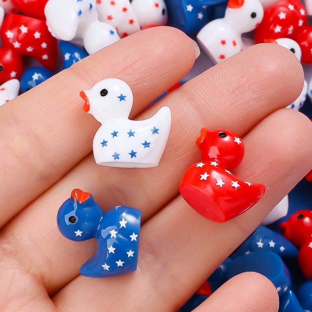 Patriotic Resin Duck Flatback Charms