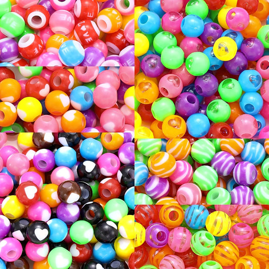 Two-Tone Striped Heart Acrylic Beads