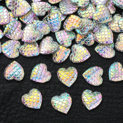 30PCS 12mm Heart-Shaped Serpentine Resin Bead Set