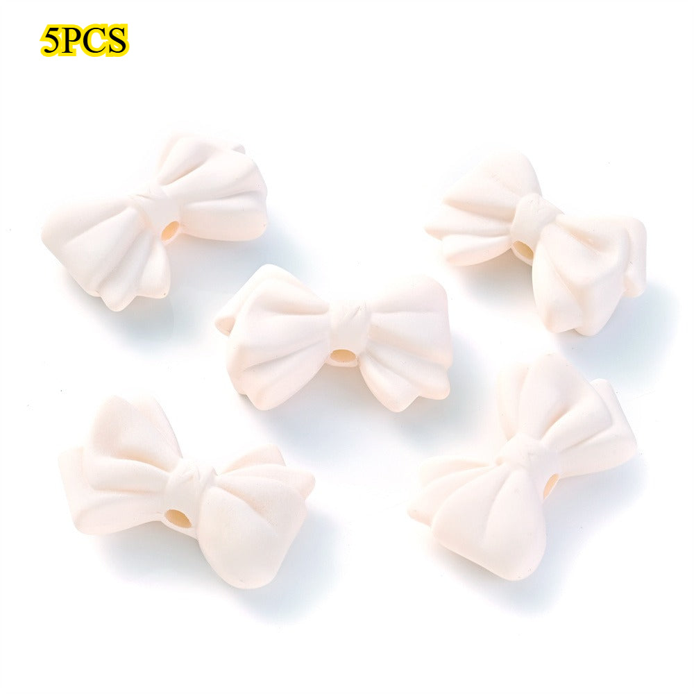 5pcs Acrylic Frosted Bow Tie Beads