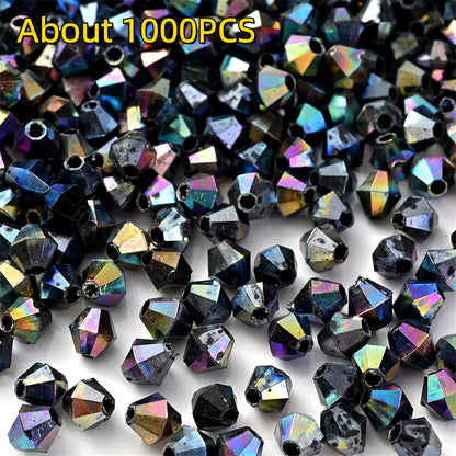 1000pcs 4mm Shiny Acrylic Faceted Beads